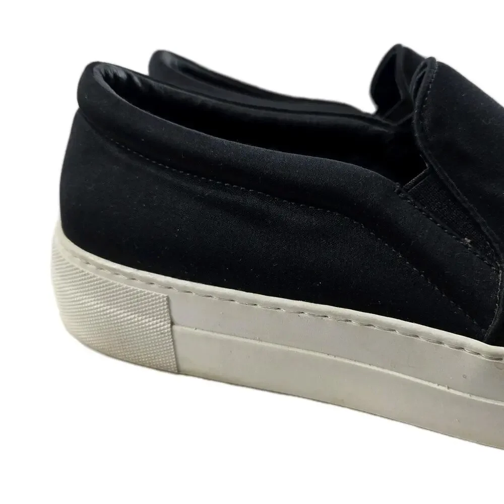 Joshua Sanders Slip On Sneakers Womens‎ 38 7.5 Black Satin Glitter NY New York